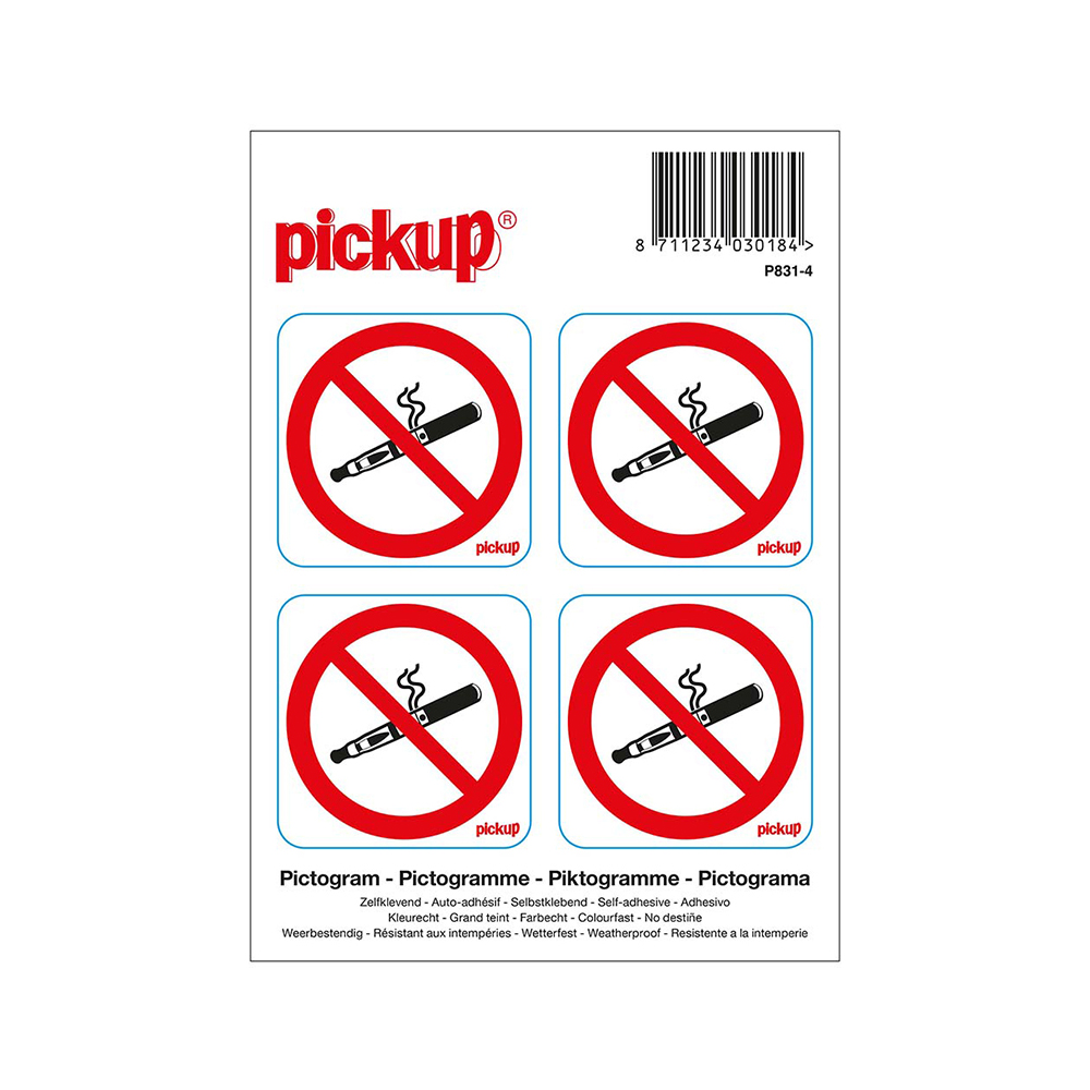 Pickup  Mini Picto's verboden te vapen-dampen 4,7x4,7 cm 4 stuks