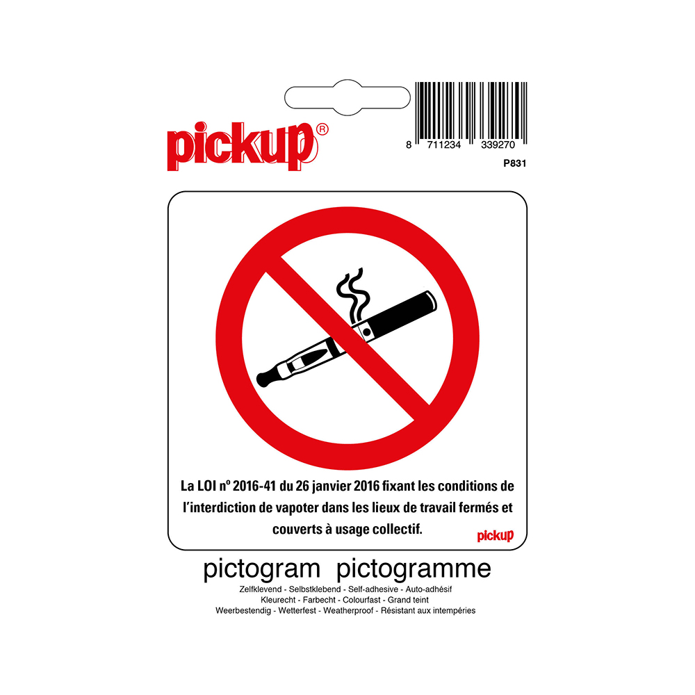 Pickup Pictogram 10x10 cm - Interdiction de Vapoter