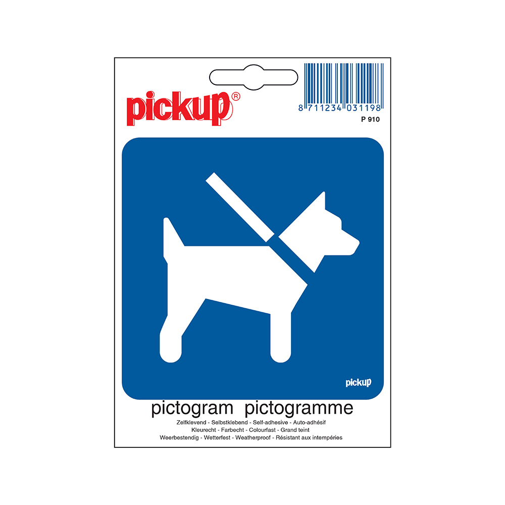 Wens Spanning verbanning Pickup Pictogram 100x100 mm - Honden aan de lijn - P910 - EAN 8711234031198  - zelfklevende vinyl sticker