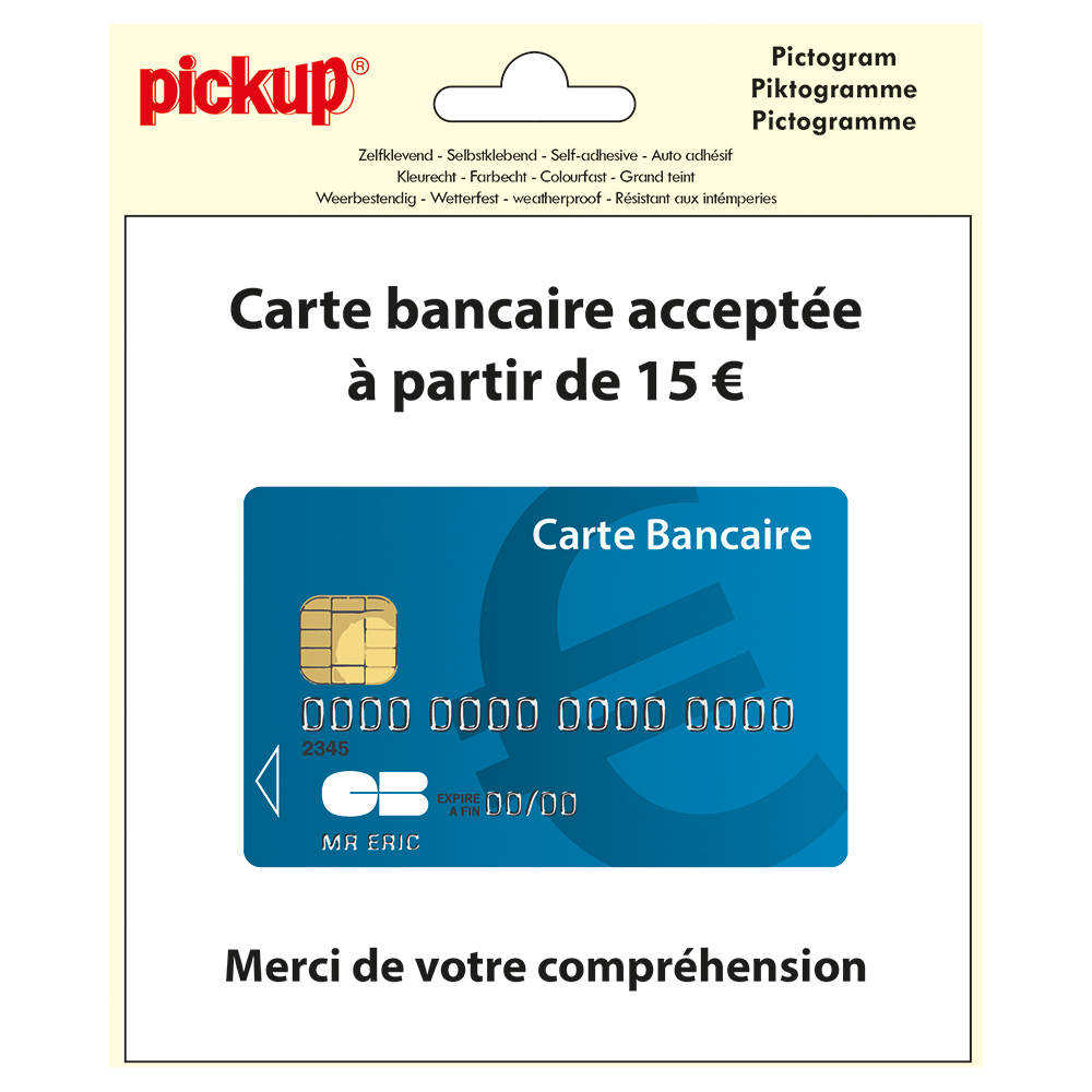 Pickup pictogram 15x15 cm Carte bancaire acceptee
