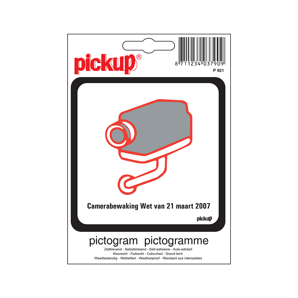 Pickup Pictogram 10x10 cm - Camerabewaking wet Belgie