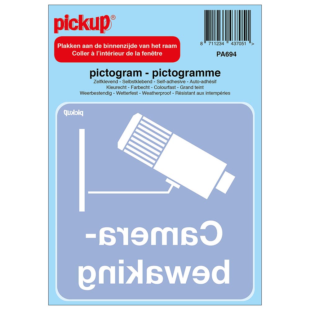 Pickup Pictogram achter glas 10x10 cm - Camerabewaking