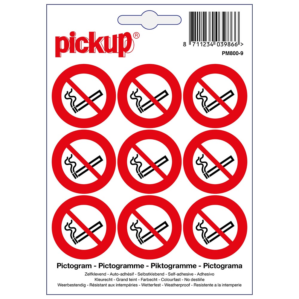 Pickup Mini Pictogram Verboden te roken - 3 cm rond - 9 stuks per vel